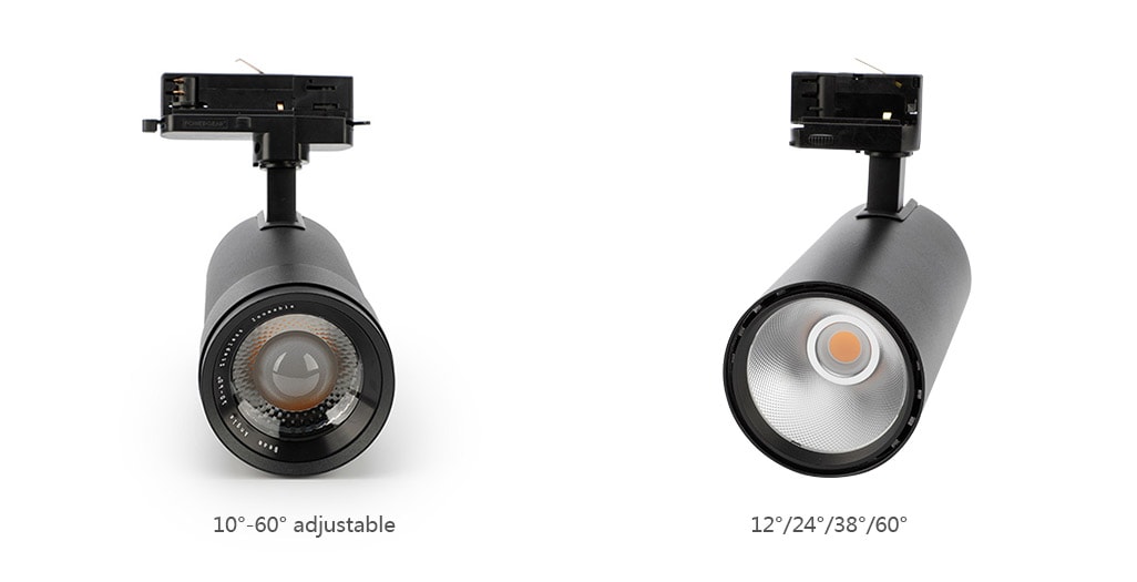 LED Track Light lens zoom adjustable 10-60degree 
