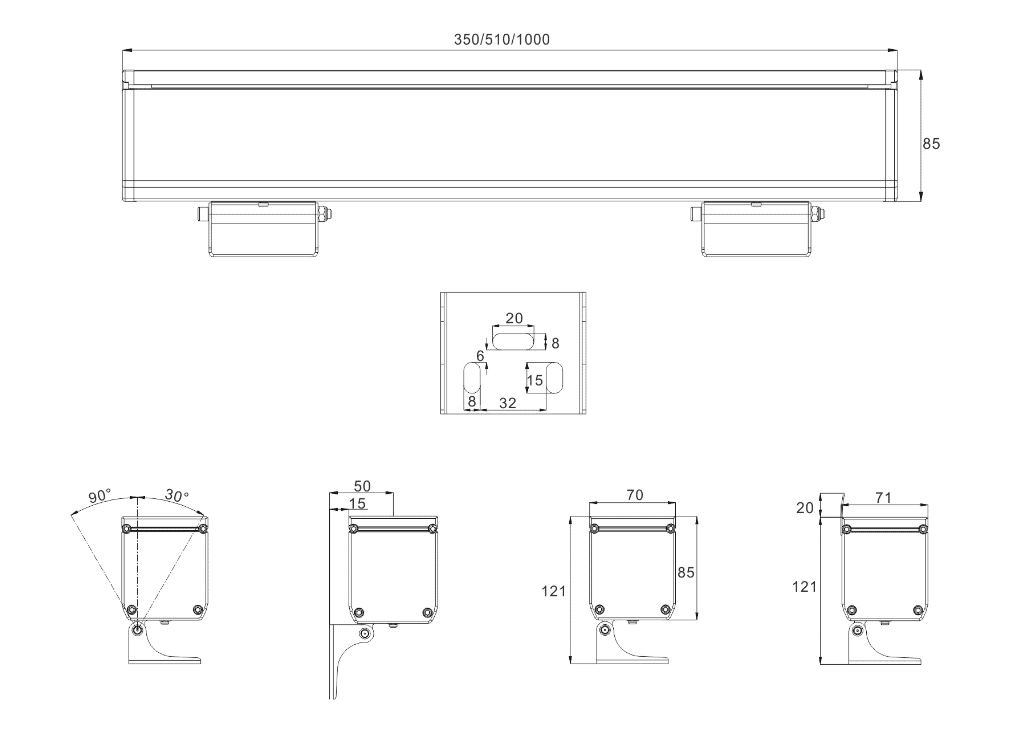 outdoor wall washer light dimension