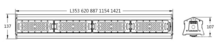 taille de lumière linéaire pour grande hauteur