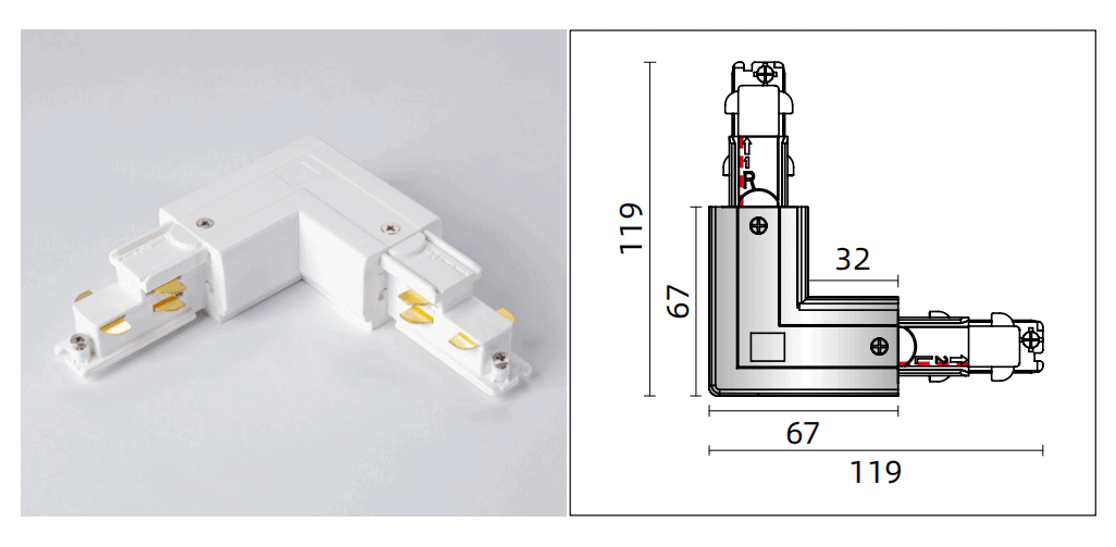 dali track light L connector