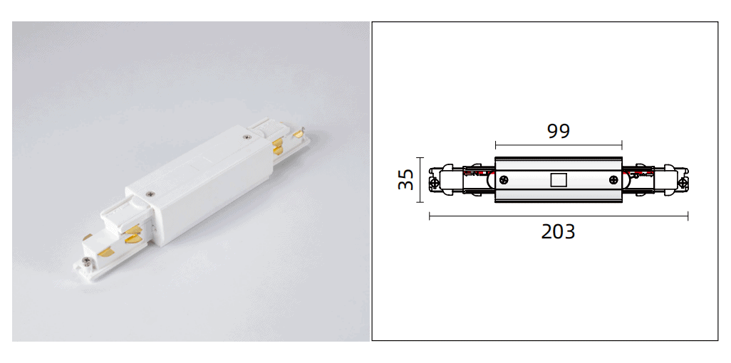 Dali Track Light Middle Connector - 3 Circuits Dali Track System - 1