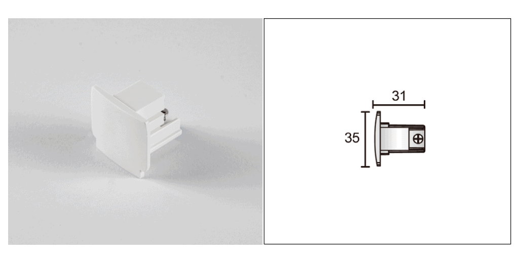 Track Lighting End Cap - 3 Circuits Dali Track System - 1