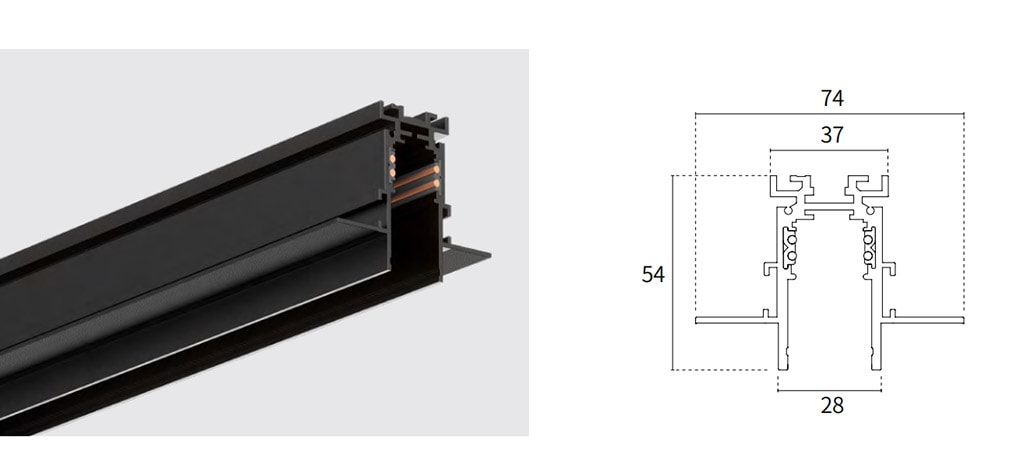 Magnetic Track Rail Recessed Mounted - Magnetic track lighting system - 1