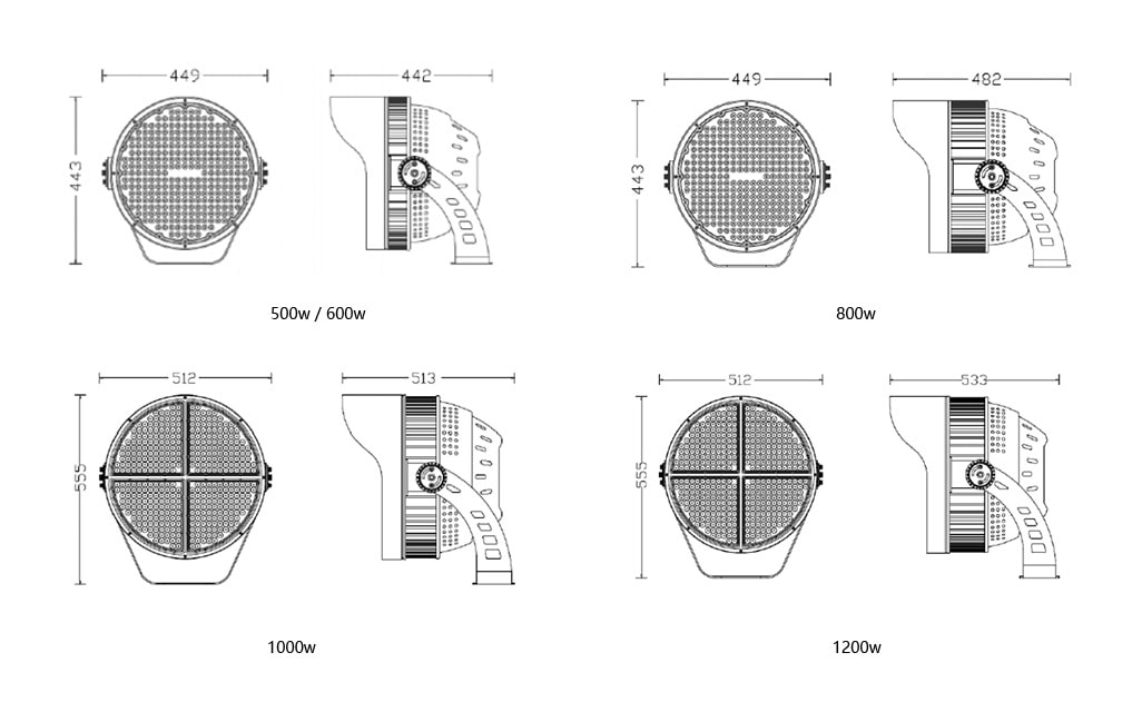 outdoor stadium light size