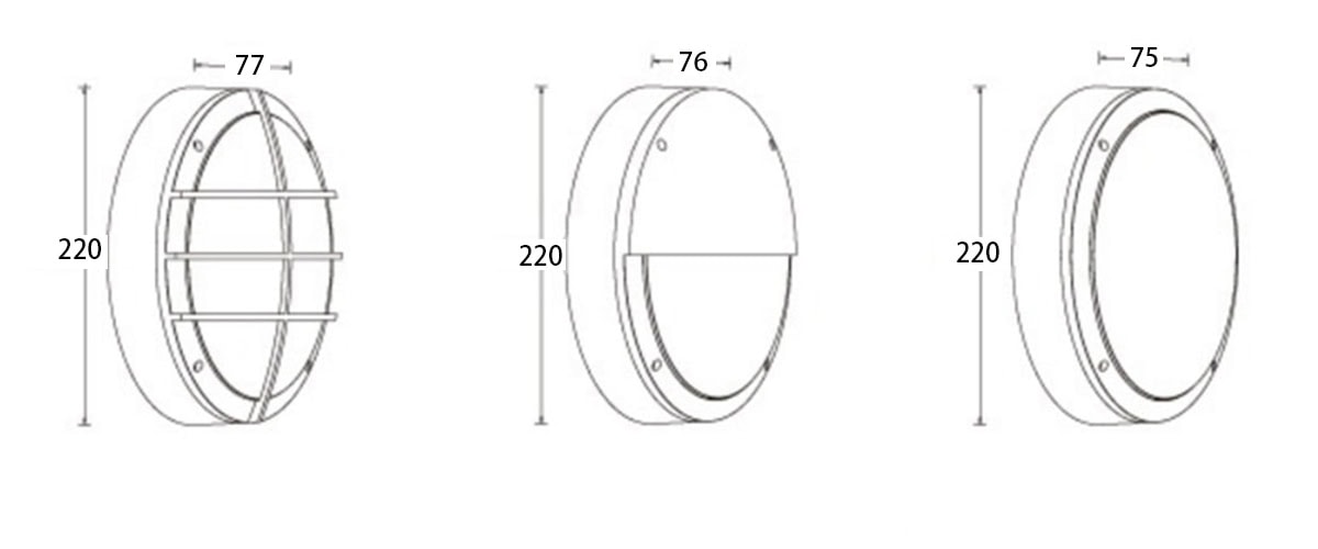 バルクヘッドライト 220mm サイズ