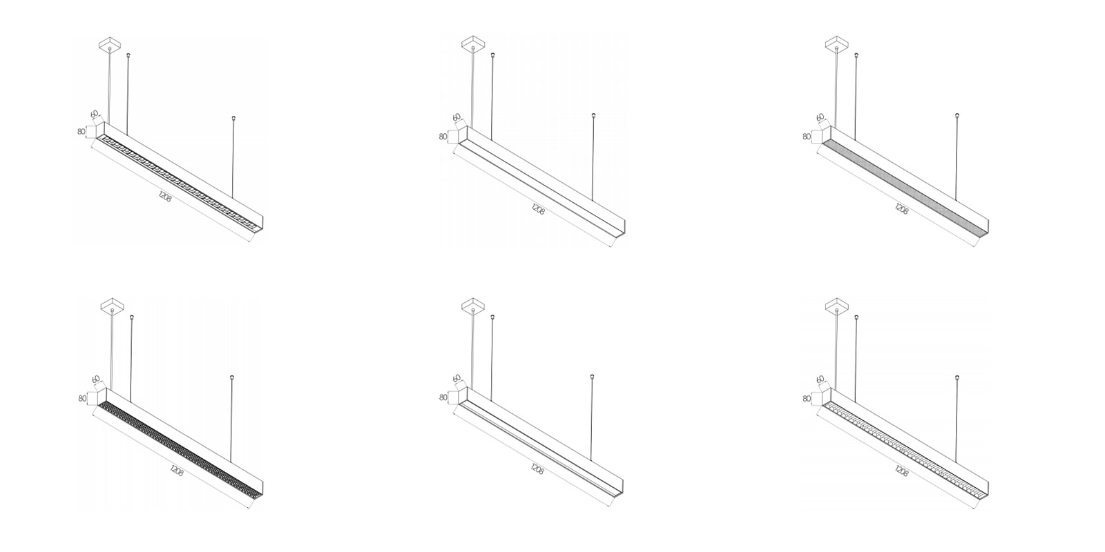 led ceiling linear lights sizes