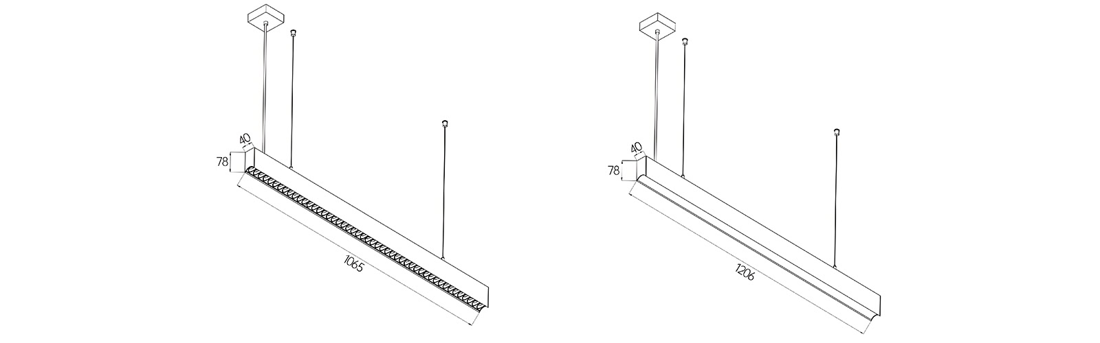 linear ceiling light sizes