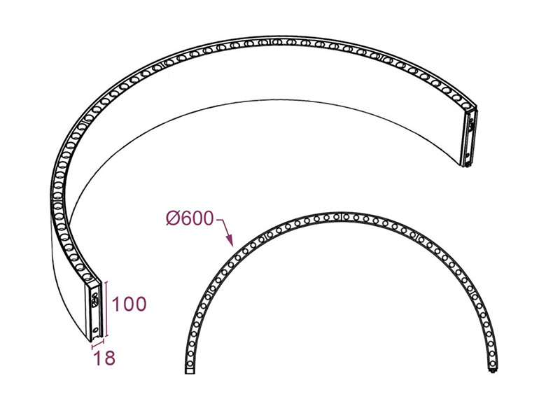 Dimensione del pendente LED lineare 600mm
