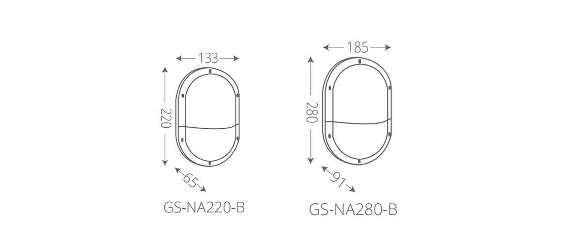 sizes of oval bulk head light ourdoor B model