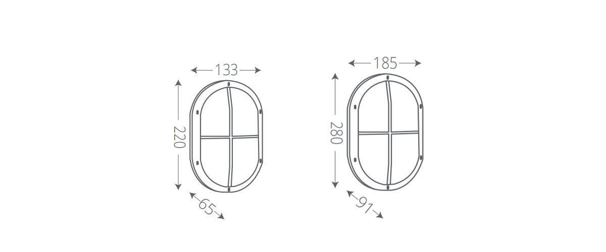 Oval bulkhead outdoor light - NA Series C Model -  - 7