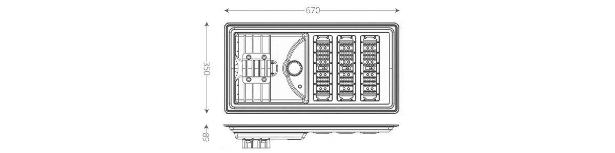 40W All In One Solar Street Light size