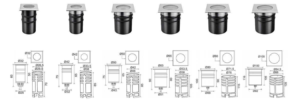 In Ground Landscape Lights Mini Square Series -  - 10