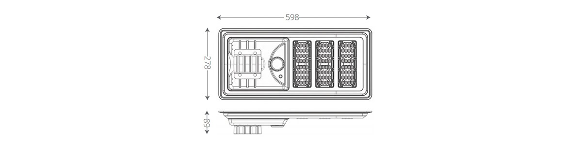 size of solar street light integrated
