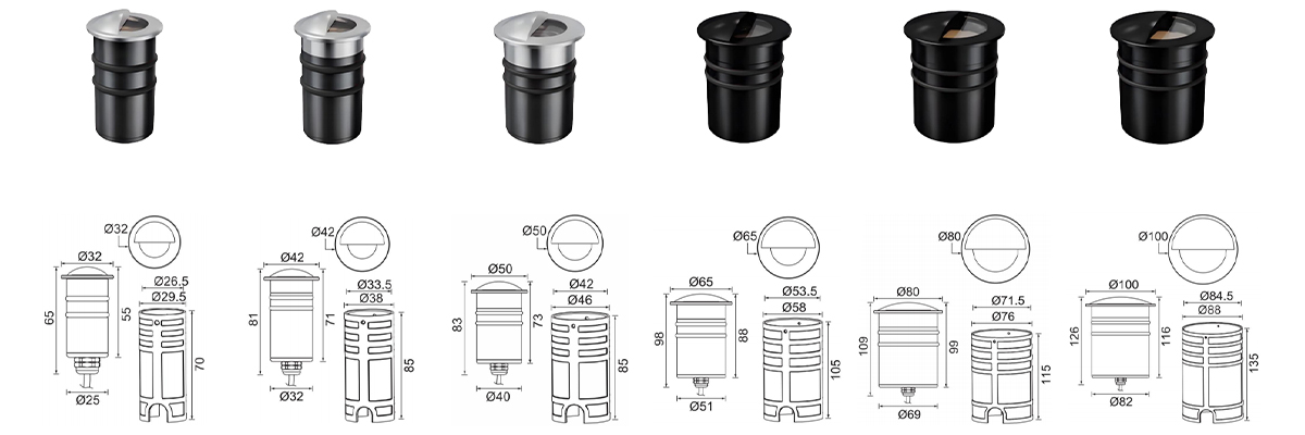 sizes of half cover inground